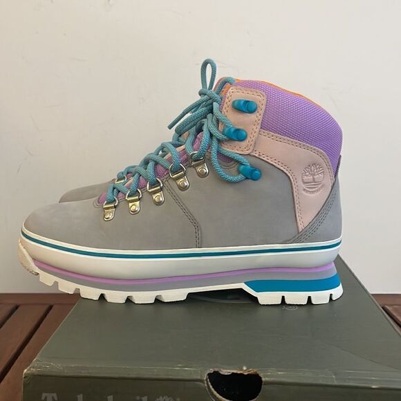 Timberland Euro Hiker Boots Gray Purple Turquoise Women 7.5(TB0A412WD52) - Picture 7 of 14